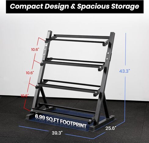 LIONSCOOL Adjustable Dumbbell Rack Stand, 4 Tier Heavy Duty Weight Storage Dumbbell Rack for Dumbbells & Kettlebells, Compact Space-Saving Organizer Stand for Home Gym, 1000+ LB Capacity in Kuwait