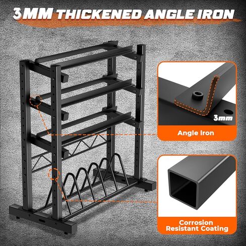 Upgraded 4-Tier Dumbbell Rack, 1100LBS Weight Rack for Home Gym, Barbell Holder Bumper Plate Storage Rack with Adjustable Height & Width Design, Heavy Duty Weight Storage Organizer (Rack Only) in Kuwait