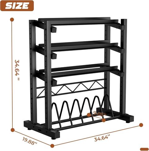 Upgraded 4-Tier Dumbbell Rack, 1100LBS Weight Rack for Home Gym, Barbell Holder Bumper Plate Storage Rack with Adjustable Height & Width Design, Heavy Duty Weight Storage Organizer (Rack Only) in Kuwait