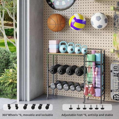 HavenlyYouth Dumbbell Rack, Gym Storage Rack, Weight Rack for Home Gym, Dumbbells, Kettlebells, Yoga Mats & More Space-Saving Home Gym Organizer in Kuwait