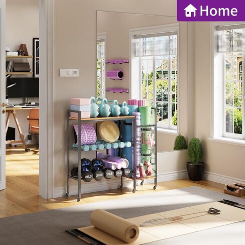 HavenlyYouth Dumbbell Rack, Gym Storage Rack, Weight Rack for Home Gym, Dumbbells, Kettlebells, Yoga Mats & More Space-Saving Home Gym Organizer in Kuwait