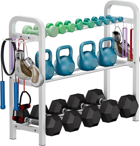 Adjustable Dumbbell Rack, Weight Storage Stand Holder for Dumbbells & Kettlebells, Heavy-Duty Home Gym Organizer with 6 Hook for Home Gym Equipment Accessories (Rack Only) in Kuwait