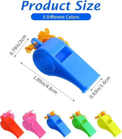 25 قطعة من صفارة المدرب مع حبل، صفارات بلاستيكية متعددة الألوان مع حبل، مناسبة للأنشطة الخارجية والرياضة والاستخدام في حالات الطوارئ (هذا المنتج مناسب فقط للأشخاص الذين تبلغ أعمارهم 15 عامًا فما فوق.) in Kuwait