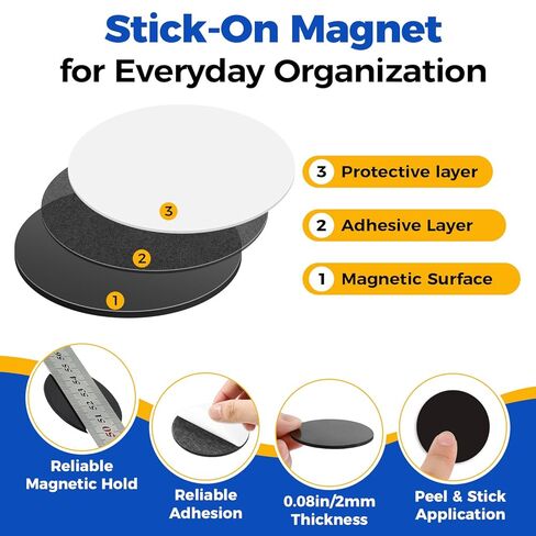 24 قطعة من مغناطيسات دائرية مقاس 2.2 بوصة من Party Zealot مع دعامة لاصقة، نقاط مغناطيسية لاصقة 80 مل قابلة للتقشير واللصق، مغناطيس دائري لاصق مسبقًا لمشاريع الحرف اليدوية والثلاجة البيضاء، منظمة in Kuwait