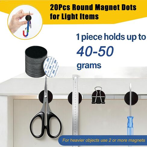 20 قطعة من النقاط المغناطيسية الكبيرة المستديرة مع دعامة لاصقة، نقطة مغناطيسية 45 مم مع لاصق ذاتي لمشاريع الحرف اليدوية DIY السبورة البيضاء والثلاجة in Kuwait