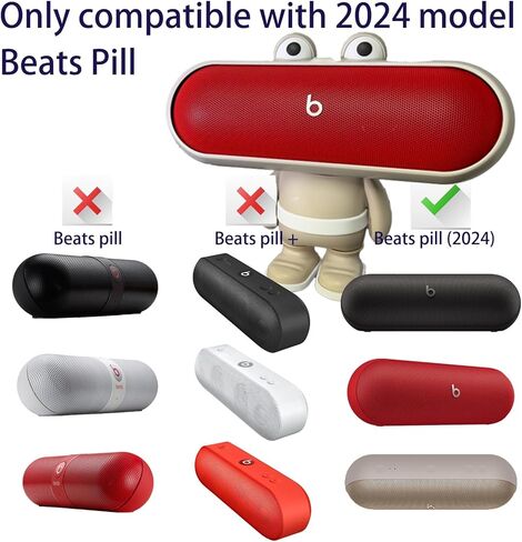 Protective Stand for Beats Pill (2024 Model) Portable Bluetooth Speaker, Scratch & Shock Resistant Cover with Precise Cutouts and Enhanced Sound Direction, Classic Big-Mouth Figurine Design (Red) in Saudi Arabia