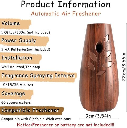 Automatic Spray Dispenser,(2-Pack) Adjustable Air Freshener Dispenser, Wall Mounted or Standing Aerosol Sprayer for Living Room Bathroom Bedroom Hotel Office Commercial Place (Dark Wood) in Kuwait