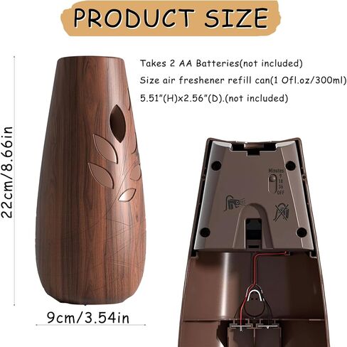 Automatic Spray Dispenser,(2-Pack) Adjustable Air Freshener Dispenser, Wall Mounted or Standing Aerosol Sprayer for Living Room Bathroom Bedroom Hotel Office Commercial Place (Dark Wood) in Kuwait