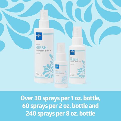 Medline Simply Fresh Odor Eliminator 8 Oz Spray, Lightly Scented, Pump Bottle, Convenient Odor Neutralizer, Bathroom, Home, Pets, Healthcare, Pack of 12 in Saudi Arabia