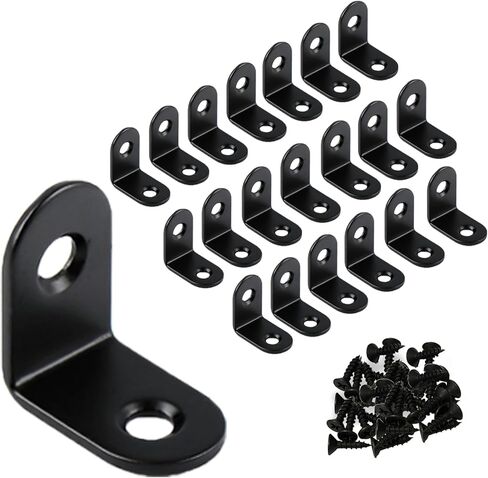 2 Inch L Brackets 10 Pack - 90 Degree Black Corner Braces for Wood Furniture & Shelves - Small L Shape Metal Support Brackets for DIY Home Improvement/ Cabinet & Wall Mounting in Kuwait