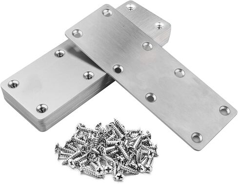 10 Pack 5-1/2" x 2" Flat Mending Plate, 201 Stainless Steel Straight Bracket with Hole, Metal Repair Connector, 1.9 mm Thick in Kuwait