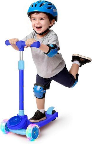 Nattork Kids Scooter for Girls Boys with Light Up Wheels, 3 Adjustable Height Handlebars, Lean-to-Steer Technology, Widen Anti-Slip Deck, 3 Wheel Scooter for kid ages 3-8, Support Riders Up to 110 LBS in Saudi Arabia