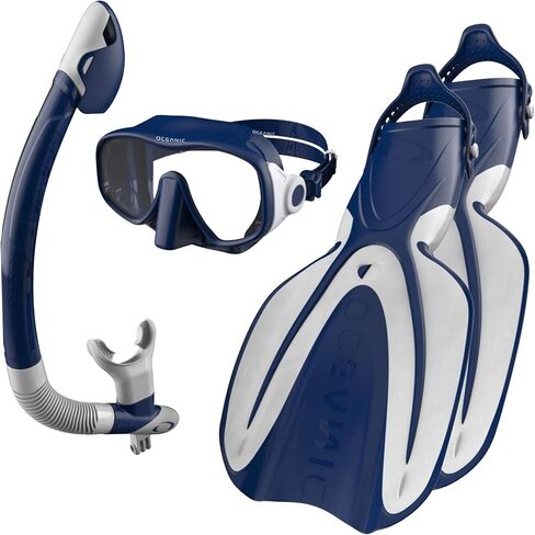 Oceanic Snorkel Set Adult – Premium Snorkeling Gear for Adults with Dry-Top Snorkel, Tempered Glass Mask & Adjustable Fins – Leak-Proof Silicone Seal Kit for Clear Underwater Vision in Saudi Arabia