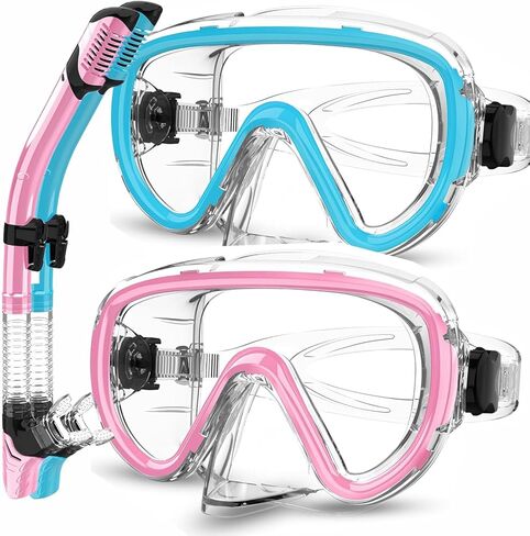 مجموعة أدوات الغطس من بايرويفو للبالغين | قناع غطس معزز مضاد للضباب ومضاد للتسرب | انبوب التنفس الجاف بدون تنفس | رؤية بانورامية 180 درجة مع أكياس سريعة الجفاف in Kuwait