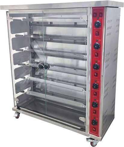 Electric Chicken Roaster Commercial Use Vertical Fully Automatic Rotating Chicken Roaster with Six Rollers, 122°F - 572°F Automatic Rotation, 220V in Saudi Arabia
