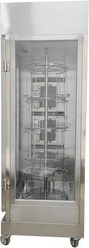 LPG Chicken Rotisserie Machine Vertical Commercial Rotisserie Oven Stainless Steel with Latch-Type & Removable Oil Collection Tray 50-250℃ for Roasting Chicken Duck Fish in Kuwait