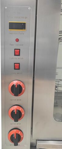 LPG Chicken Rotisserie Machine Vertical Commercial Rotisserie Oven Stainless Steel with Latch-Type & Removable Oil Collection Tray 50-250℃ for Roasting Chicken Duck Fish in Kuwait