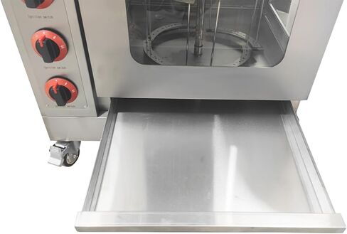 LPG Chicken Rotisserie Machine Vertical Commercial Rotisserie Oven Stainless Steel with Latch-Type & Removable Oil Collection Tray 50-250℃ for Roasting Chicken Duck Fish in Kuwait