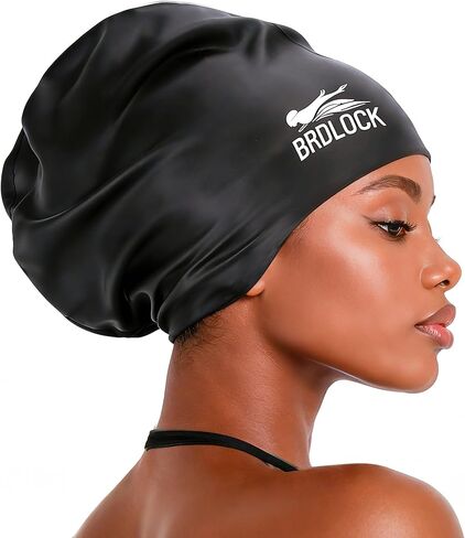 Extra Large Swim Cap for Braids and Dreadlocks Swimming Cap for Women Long Hair Braids Dreads Locs Thick Curly Hair Waterproof Silicone Swim Caps Keep Your Hair Dry in Kuwait