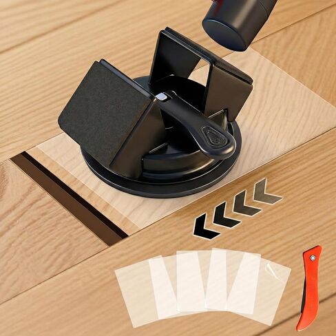 Floor Gap Fixer Tool Heavy Duty 45°Striking Surface Floor Gap Repair Tool Made of Iron & Enhanced Suction Cup with Slot Cutter and 5pcs Sticky Pads for Fixer Laminate/Vinyl Flooring Tools in Saudi Arabia