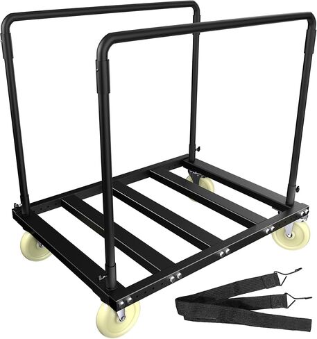 Utility Folding Table Cart, Heavy Duty Table Dolly with Swivel Wheels, Black Panel Cart for Drywall, Lumber, Mattress, Warehouse, Party Events, Grage, Home, Hotel in Kuwait
