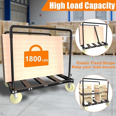 Utility Folding Table Cart, Heavy Duty Table Dolly with Swivel Wheels, Black Panel Cart for Drywall, Lumber, Mattress, Warehouse, Party Events, Grage, Home, Hotel in Kuwait