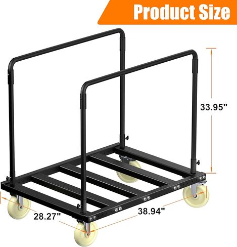 Utility Folding Table Cart, Heavy Duty Table Dolly with Swivel Wheels, Black Panel Cart for Drywall, Lumber, Mattress, Warehouse, Party Events, Grage, Home, Hotel in Kuwait