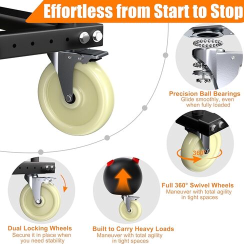 Utility Folding Table Cart, Heavy Duty Table Dolly with Swivel Wheels, Black Panel Cart for Drywall, Lumber, Mattress, Warehouse, Party Events, Grage, Home, Hotel in Kuwait