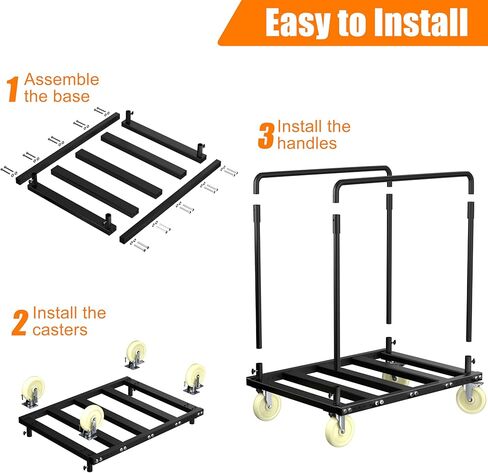 Utility Folding Table Cart, Heavy Duty Table Dolly with Swivel Wheels, Black Panel Cart for Drywall, Lumber, Mattress, Warehouse, Party Events, Grage, Home, Hotel in Kuwait