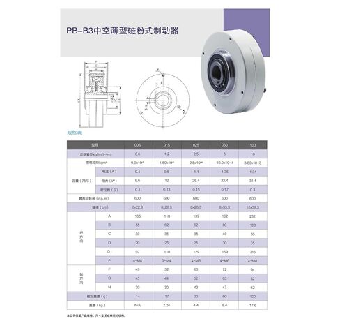 Hollow Thin Magnetic Powder Brake PB-B3-0.3 (3Nm) PB-B3-0.6 (6Nm) 24V(PB-B3-0.6 6Nm) in Saudi Arabia