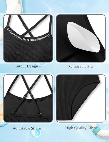 Girls Swimsuit Two Piece Cross Back Bikini Cutout Bathing Suit for Girls Adjustable Straps Swimwear 9-16Y in Saudi Arabia