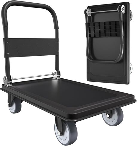 WUD Push Cart, Folding Mobile Platform Trolley,Thickened and Reinforced, 360° Swivel Wheels,35.4 “L x 23.6 "W, 1100 lb. Pink Dolly cart with Wheels (Pink, Large) in Saudi Arabia