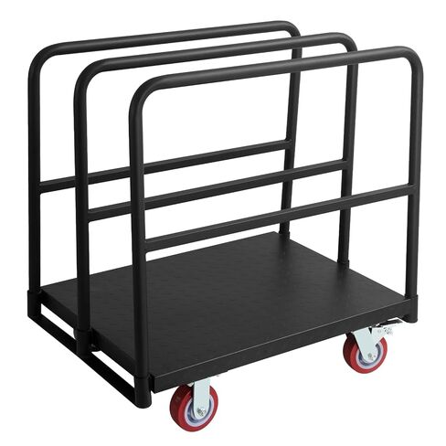 Steel Panel Truck Cart, Flatbed Cart Heavy Duty Drywall Cart Lumber Carts, Platform Trucks with 2500 Lbs Capacity and 4 Swivel Casters, Push Cart with 3 Side Handrails in Kuwait
