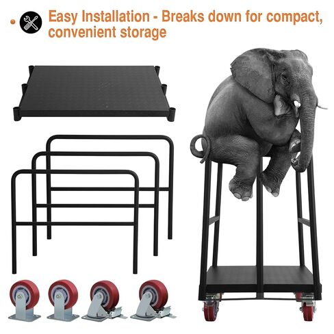 Steel Panel Truck Cart, Flatbed Cart Heavy Duty Drywall Cart Lumber Carts, Platform Trucks with 2500 Lbs Capacity and 4 Swivel Casters, Push Cart with 3 Side Handrails in Kuwait