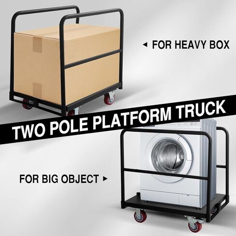 Steel Panel Truck Cart, Flatbed Cart Heavy Duty Drywall Cart Lumber Carts, Platform Trucks with 2500 Lbs Capacity and 4 Swivel Casters, Push Cart with 3 Side Handrails in Kuwait