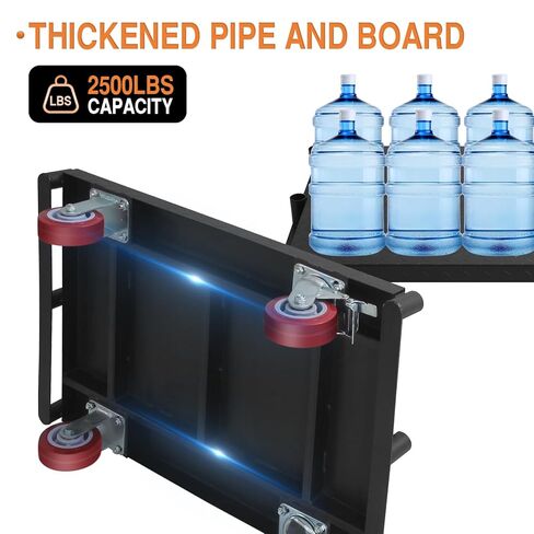 Steel Panel Truck Cart, Flatbed Cart Heavy Duty Drywall Cart Lumber Carts, Platform Trucks with 2500 Lbs Capacity and 4 Swivel Casters, Push Cart with 3 Side Handrails in Kuwait