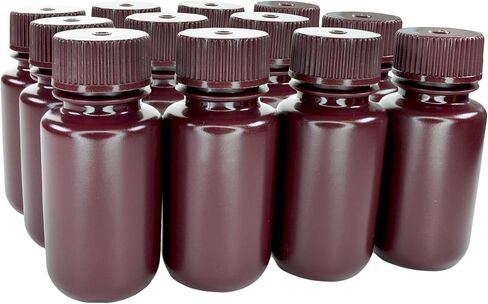 EISCO - عبوة مكونة من 12، 60 مل من زجاجات كاشف HDPE ذات الفم الواسع مع أغطية من البولي بروبيلين، غير معقمة، مانعة للتسرب، مقاومة للمواد الكيميائية، حماية من الأشعة فوق البنفسجية، استخدام في المختبر، مثالية للتخزين الحساس للضوء in Saudi Arabia