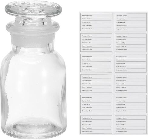 PATIKIL 30ml Glass Reagent Bottle, Wide Mouth Reagent Media Storage Bottle with Ground Stopper for Lab Water Reagent Liquids Chemistry Science Vase Perfume, Clear(1oz) in Saudi Arabia