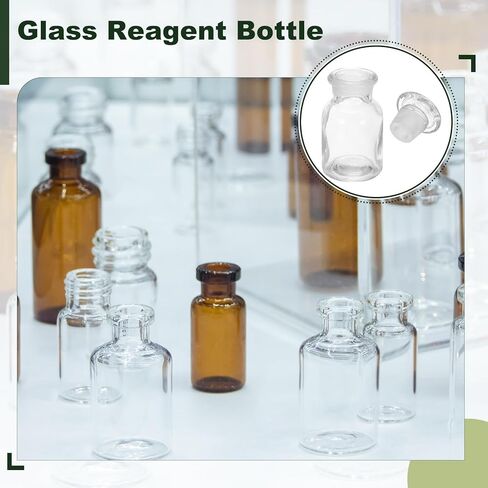 PATIKIL 30ml Glass Reagent Bottle, Wide Mouth Reagent Media Storage Bottle with Ground Stopper for Lab Water Reagent Liquids Chemistry Science Vase Perfume, Clear(1oz) in Saudi Arabia