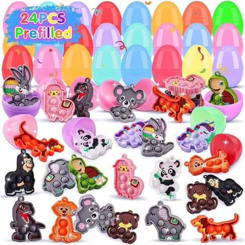 24PACK Prefilled Easter Eggs with Easter Pop Toys,2.75inch Easter Eggs Filled with Toys,Easter Basket Stuffers for Kids in Saudi Arabia