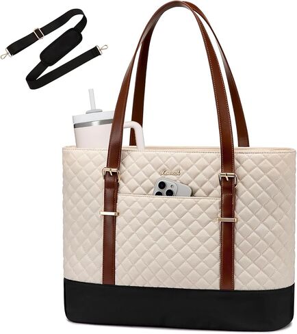 LoveVook Laptop Bag for Women ، 15.6 بوصة عمل حقيبة كمبيوتر مع حامل كوب كبير ، حقيبة كمبيوتر محمول كبيرة الوزن للسفر ، الحافلات ، المعلم in Kuwait