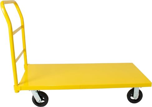 عربة منصة صناعية عربة دوللي 3300 رطل شديدة التحمل 48 بوصة × 24 بوصة منصة يدوية شاحنة دفع عربة سوبر شديدة التحمل لوحة ألماس تجارية مسطحة مع عجلات دوارة متحركة 8 بوصات (برتقالي) in Kuwait