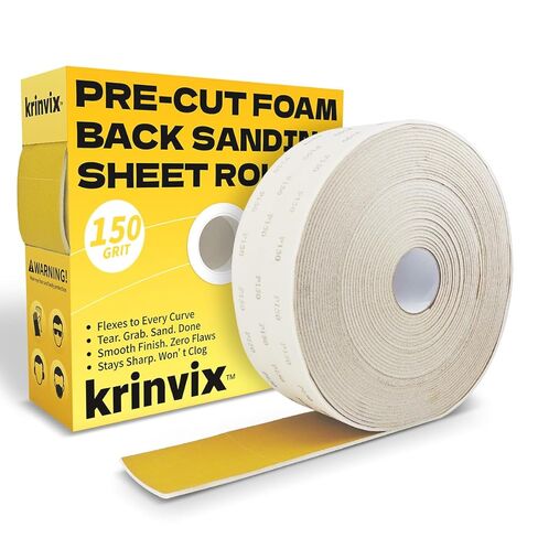 Pre-Cut Foam Back Sanding Sheets Roll, 4.5" x 27 Yards - 200 Perforated Sheets, 240 Grit Flexible Hand Sanding Paper for Wood, Metal, Auto Body, Paint, Curved Surface in Saudi Arabia