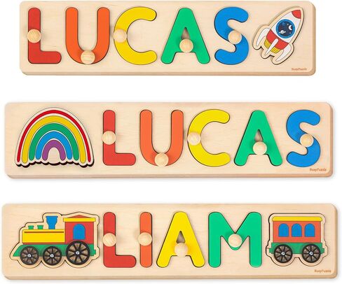 Personalized Name Puzzle Montessori Toys Nursery Decor Customized Puzzle Educational Toy Christmas Gift For a 1 Year Old Gifts Kids Name Sign for Nursery Easter Present for Baby in Kuwait