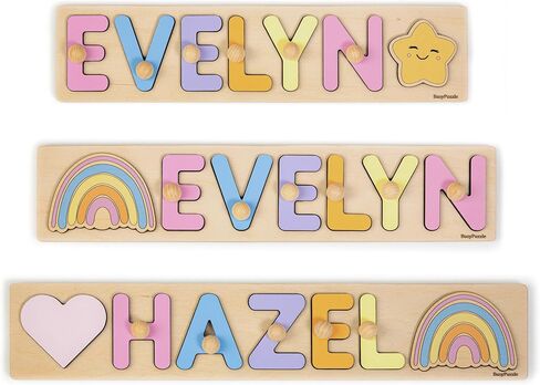Personalized Name Puzzle Montessori Toys Nursery Decor Customized Puzzle Educational Toy Christmas Gift For a 1 Year Old Gifts Kids Name Sign for Nursery Easter Present for Baby in Kuwait
