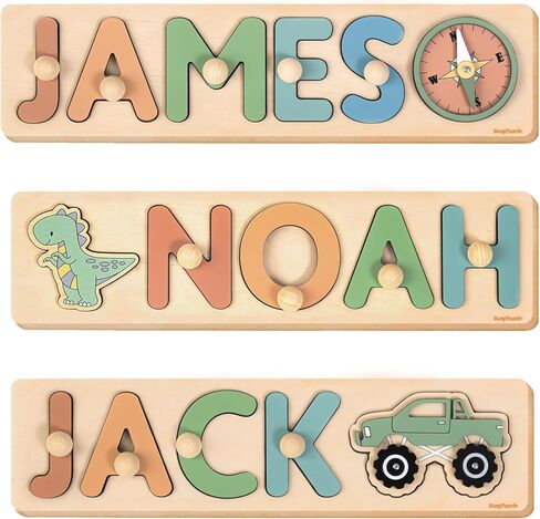 Personalized Name Puzzle Montessori Toys Nursery Decor Customized Puzzle Educational Toy Christmas Gift For a 1 Year Old Gifts Kids Name Sign for Nursery Easter Present for Baby in Kuwait