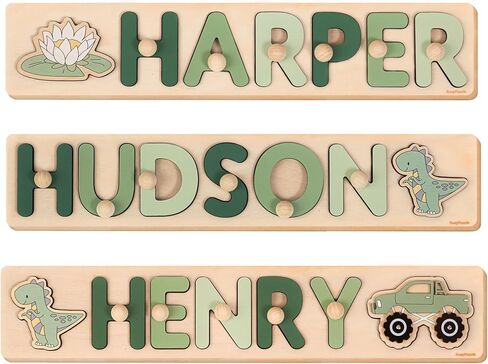Personalized Name Puzzle Montessori Toys Nursery Decor Customized Puzzle Educational Toy Christmas Gift For a 1 Year Old Gifts Kids Name Sign for Nursery Easter Present for Baby in Kuwait