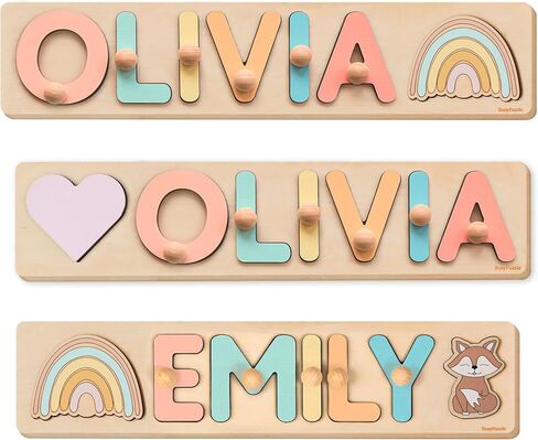 Personalized Name Puzzle Montessori Toys Nursery Decor Customized Puzzle Educational Toy Christmas Gift For a 1 Year Old Gifts Kids Name Sign for Nursery Easter Present for Baby in Kuwait