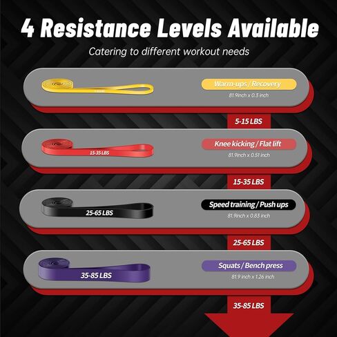 Resistance Bands for Working Out, 4-Level Pull Up Assistance Bands, Exercise Bands for Women & Men, Stretch Workout Bands for Full-Body Training, Fitness, Physical Therapy, Pull Up Bands at Home, Gym in Saudi Arabia