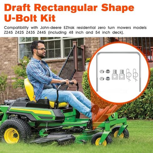 مجموعة مسامير على شكل حرف U متوافقة مع John-Deere Z245 Z425 Z435 Z445 Zero Turn Eztrak السكنية لجزازة الركوب لـ M157573 M155218 M154140 جزازة أمامية ذات شكل مستطيل على شكل U-Bolt in Kuwait